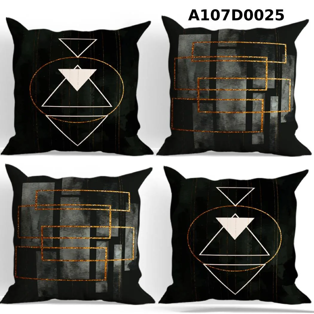 طقم أوجه مخدات مطبوع نقوش هندسية عصرية