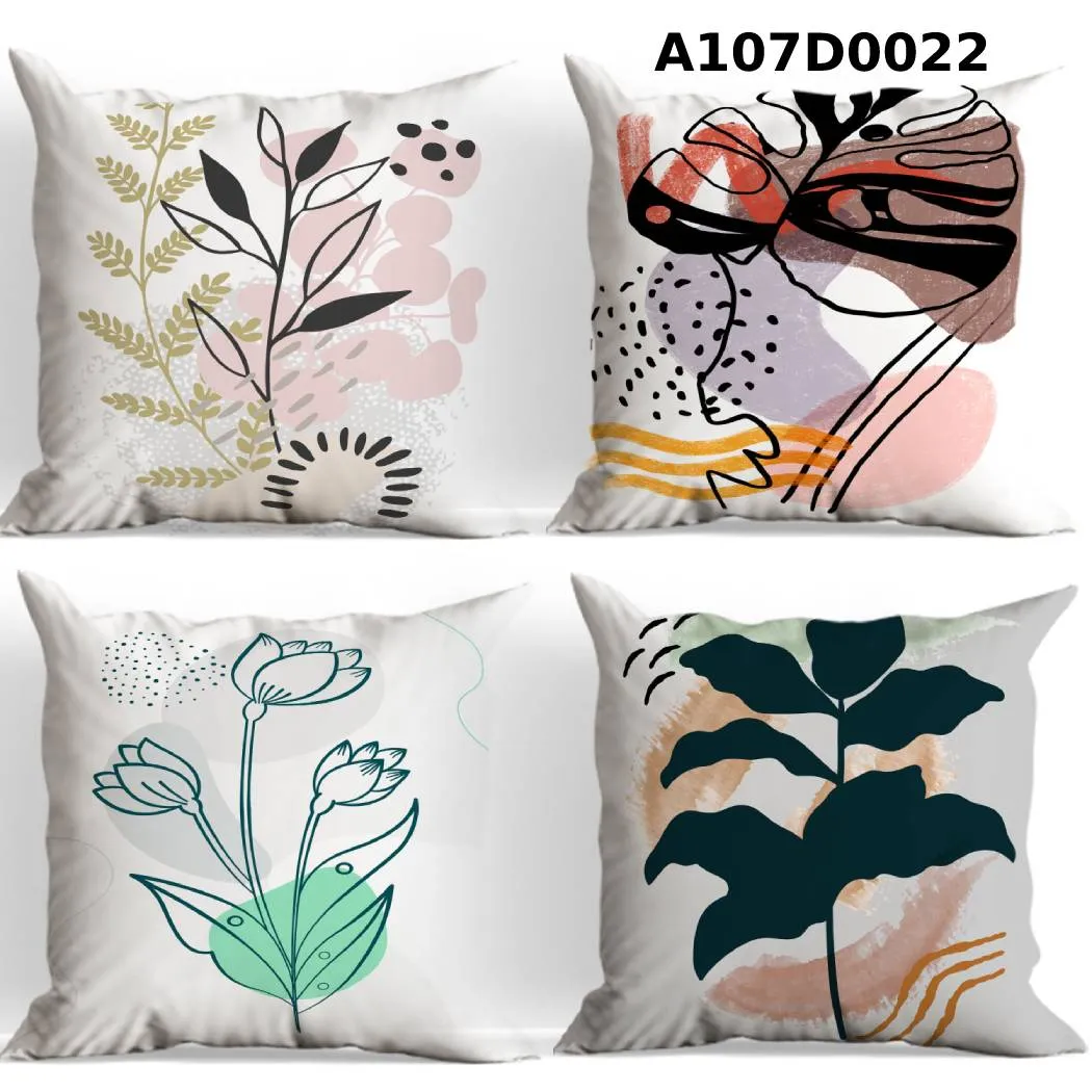 طقم أوجه مخدات مطبوع رسومات نباتية وتجريدية