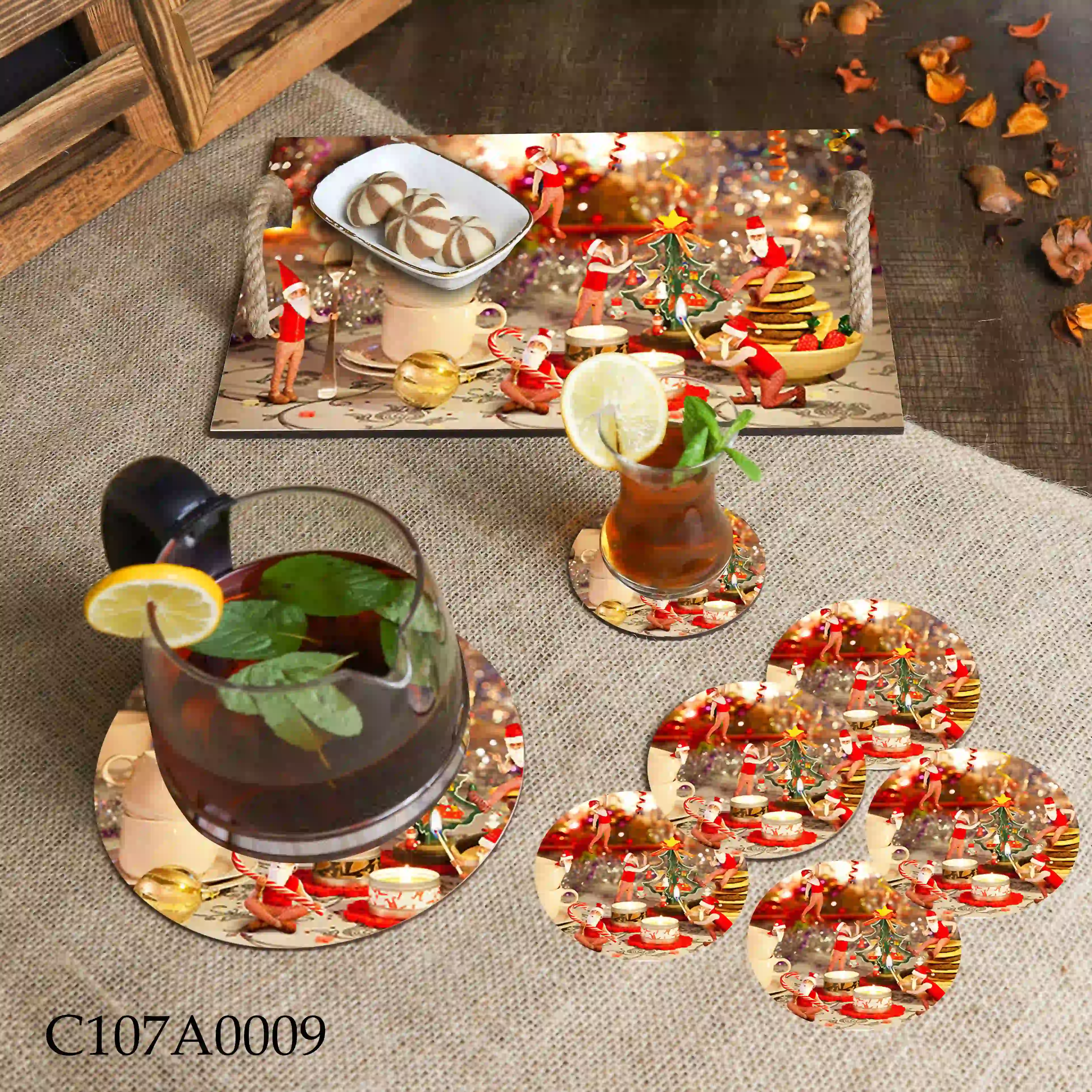 صينية مطبوعة أقزام عيد الميلاد والزينة