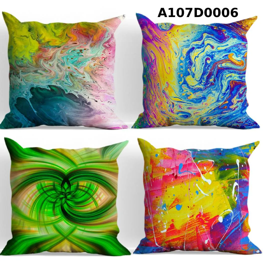 طقم أوجه مخدات مطبوع ألوان فنية متنوعة