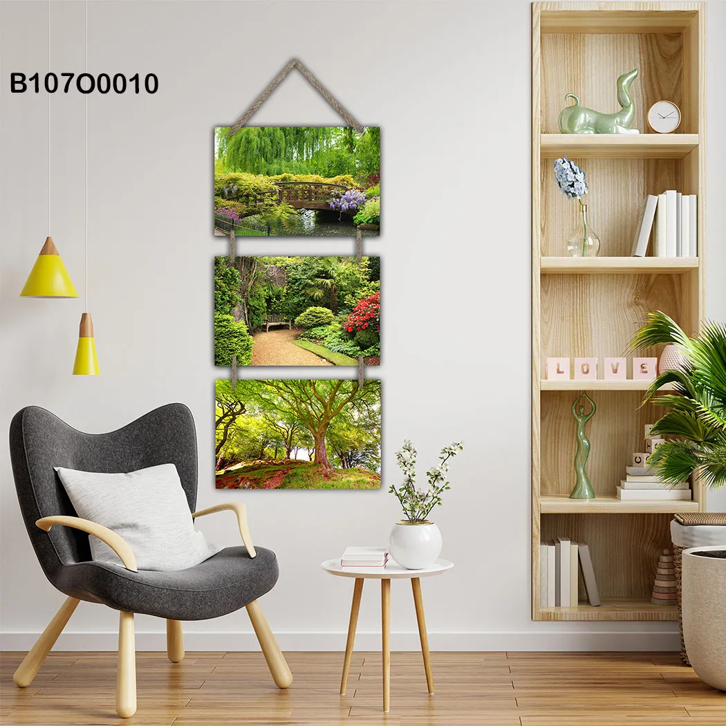 لوحة جدارية تعليق ثلاثية بتصميم مناظر الحدائق الطبيعية
