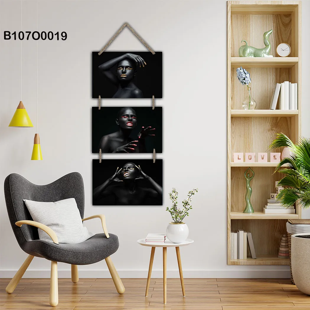 لوحة جدارية تعليق ثلاث قطع لفن البورتريه العصري