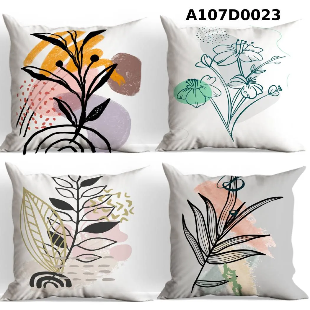 طقم أوجه مخدات مطبوع نقوش أوراق عصرية