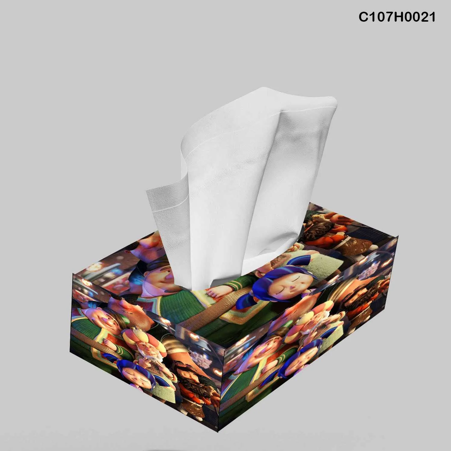 علبة محارم طباعة ديجيتال شخصيات رمضانية كرتونية