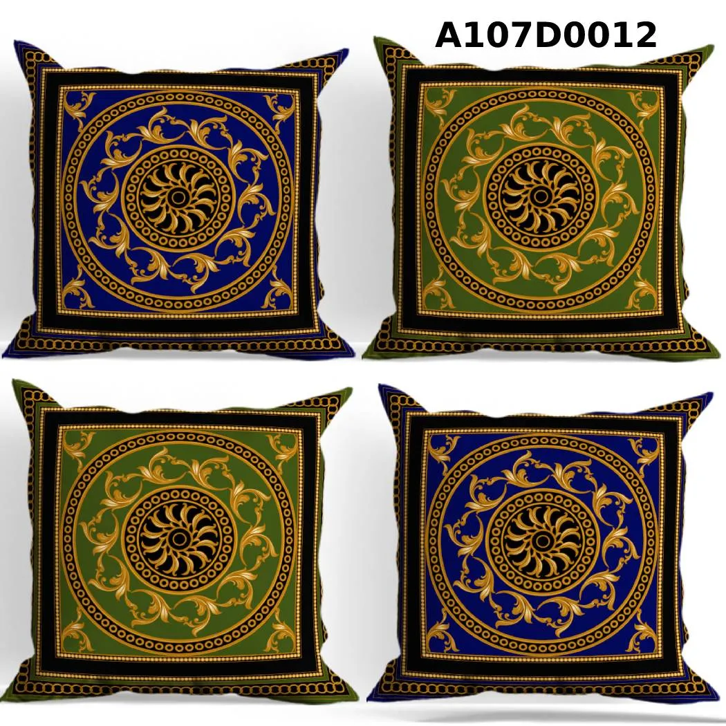 طقم أوجه مخدات مطبوع زخارف ذهبية كلاسيكية